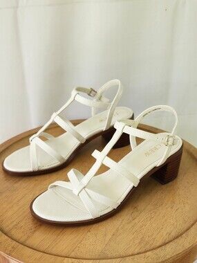J. Crew White Strappy Block Heel Sandals